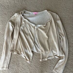 Lilly Pulitzer Gold/champagne Sparkly Cardigan Sweater